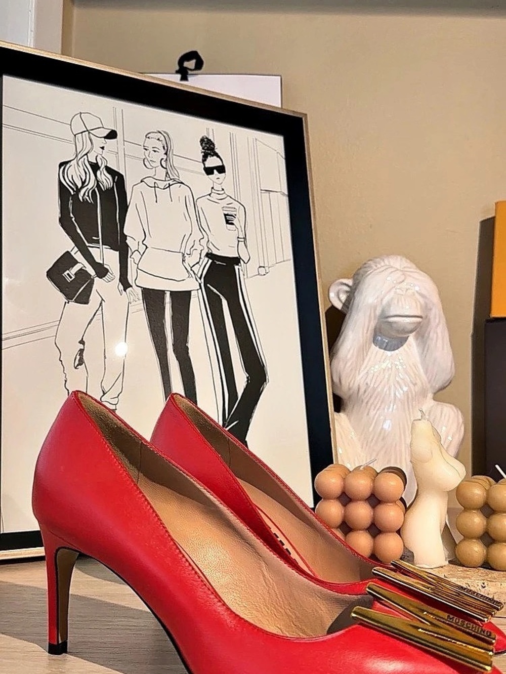 Moschino Lettering M Logo Pumps Red Heels